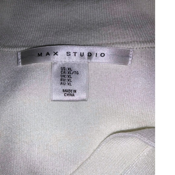 MAX STUDIO Women's Striped Collared Knit NWT Sweater Top XL Ivory Pink - Picture 2 of 6